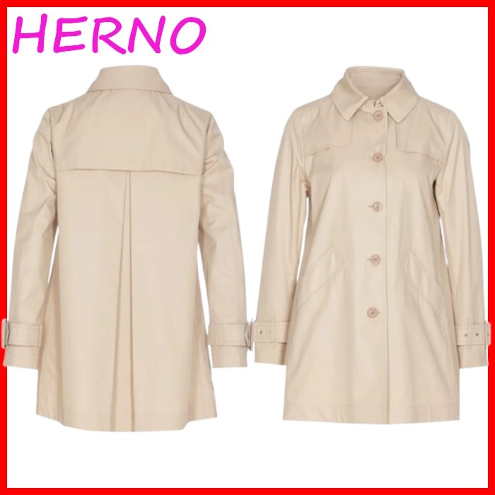 HERNO ロゴ RAINCOAT IN DELON AND MONOGRAM 長袖トレンチコート