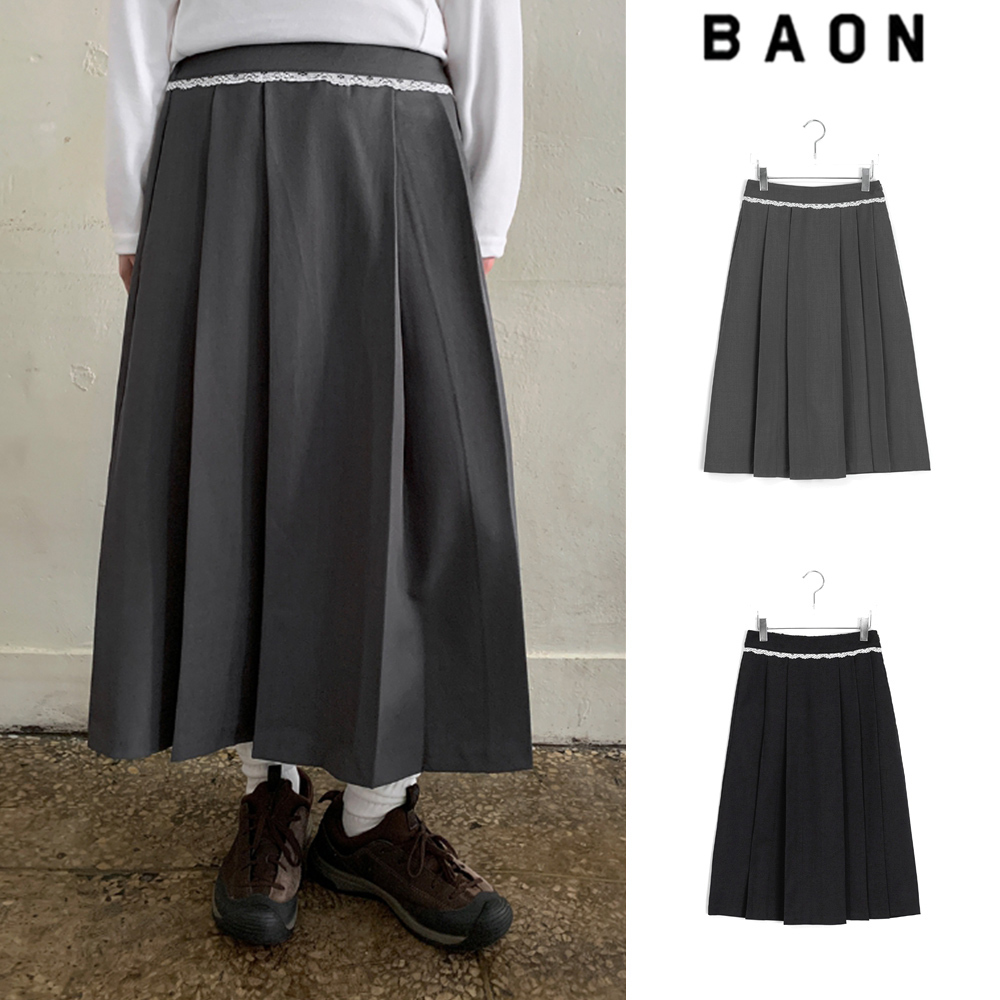 【BAON】Coendy Banding Lace Pleated Skirt