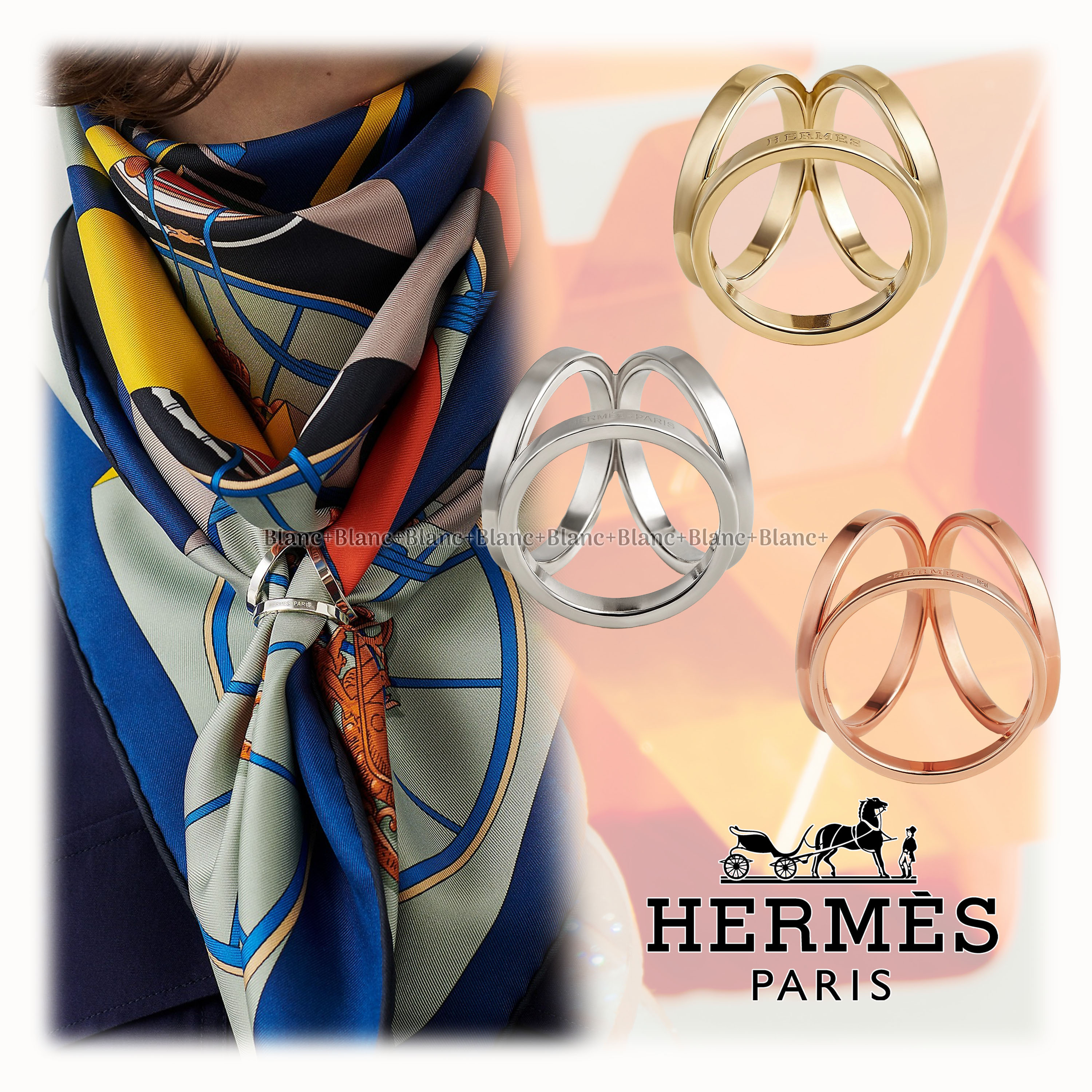 大人気！【HERMES】スカーフリング 90 《トリオ》