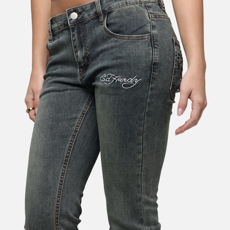 Ed Hardy エドハーディー ローライズブーツカットパンツ 女性用 Ed Hardy エドハーディー ローライズブーツカットパンツ 女性用