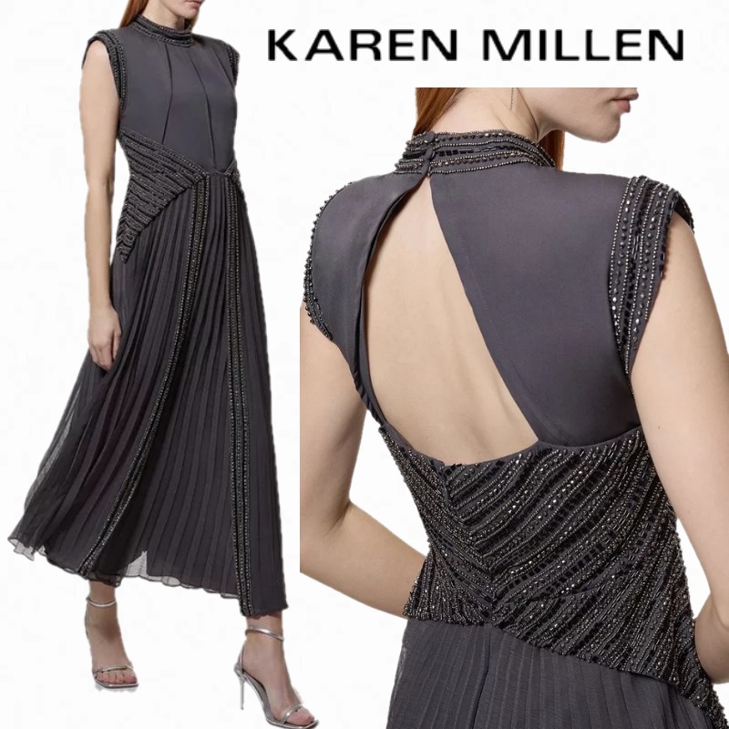おしゃれ【KAREN MILLEN】 装飾ビーズ マキシドレス