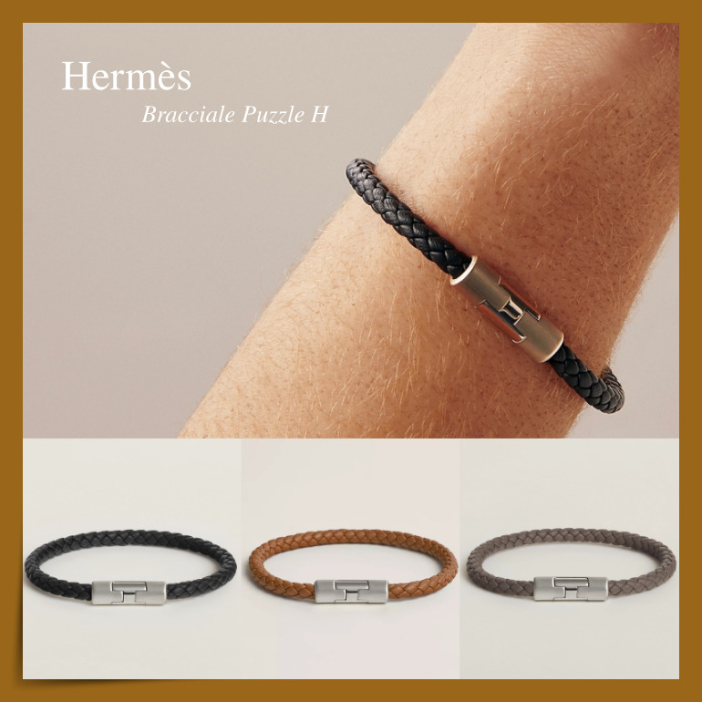 【HERMES】スウィフトカーフスキン編み☆Puzzle H ブレスレット
