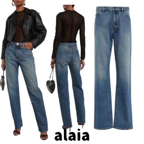 【ALAIA】ラバーローライズストレートジーンズ