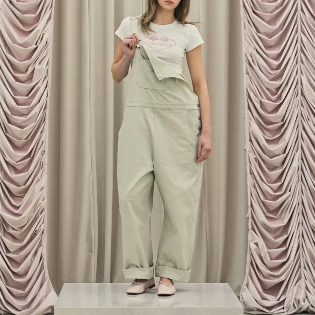 オールインワン・サロペット threetimes Frill baggy overalls 5BNY381 threetimes Frill baggy overalls 5BNY381