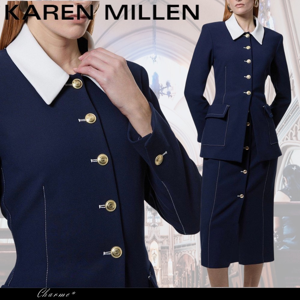 KAREN MILLEN シングルブレスト ロングライン ジャケット 無地