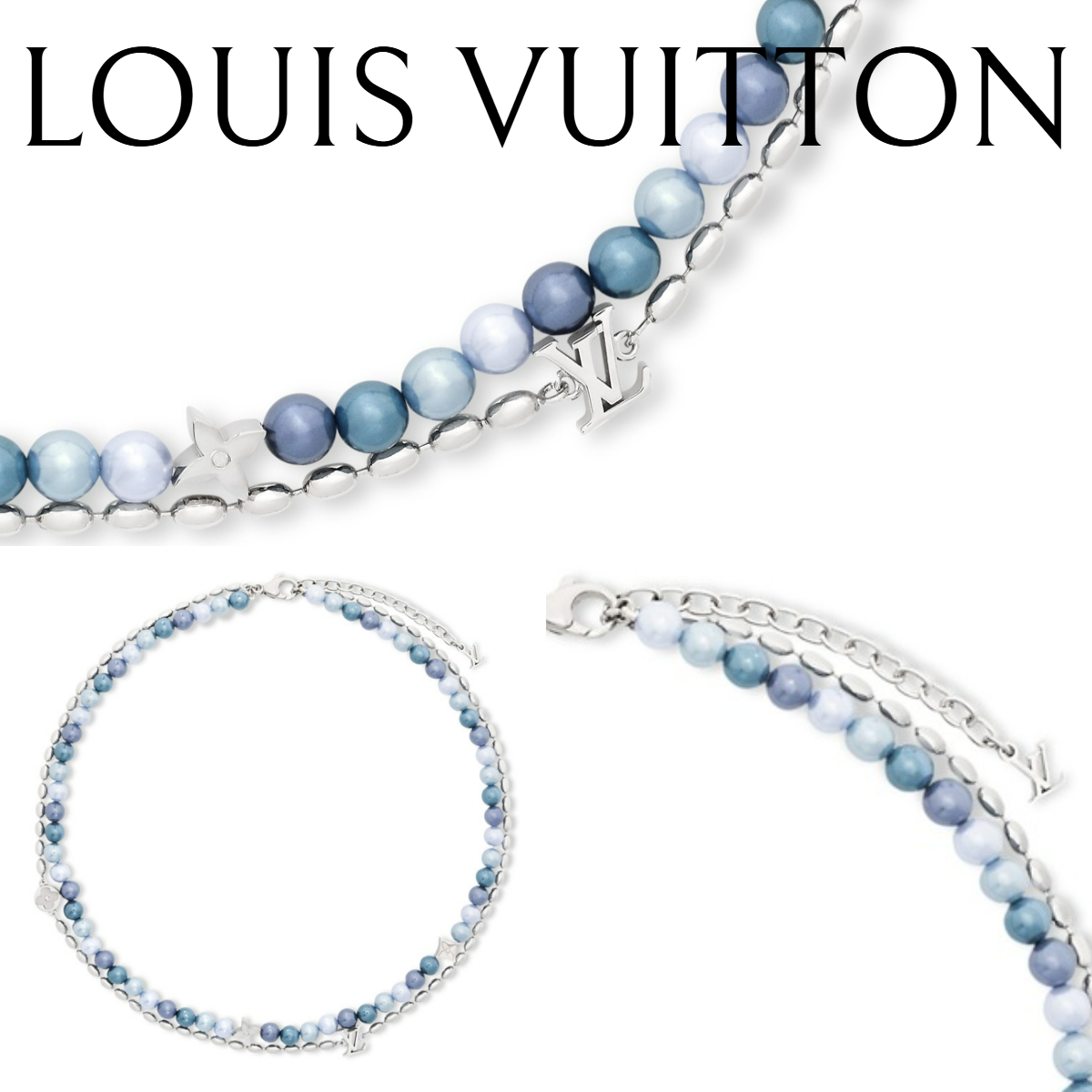 メンズ*LV*モノグラム ネックレス パール フュージョン M02224