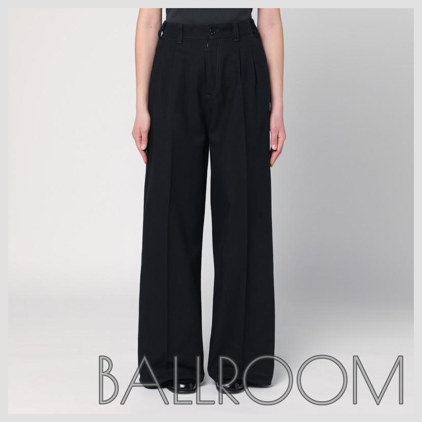 パンツ MAISON MARGIELA WIDE BLACK PANTS IN COTTON AND WOOL