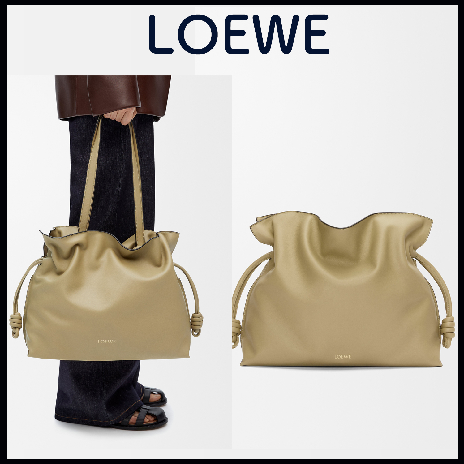 LOEWE フラメンコクラッチ ラージ クレイグリーン A411FL1X18
