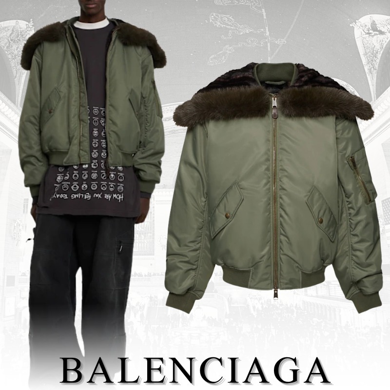 BALENCIAGA バレンシアガ ボンバージャケット ファーフード