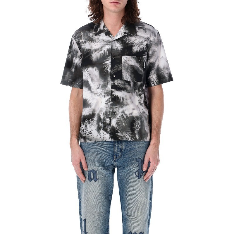 Tシャツ・カットソー Palm Angels BLACK BLUEPRINT PALMS SHIRT