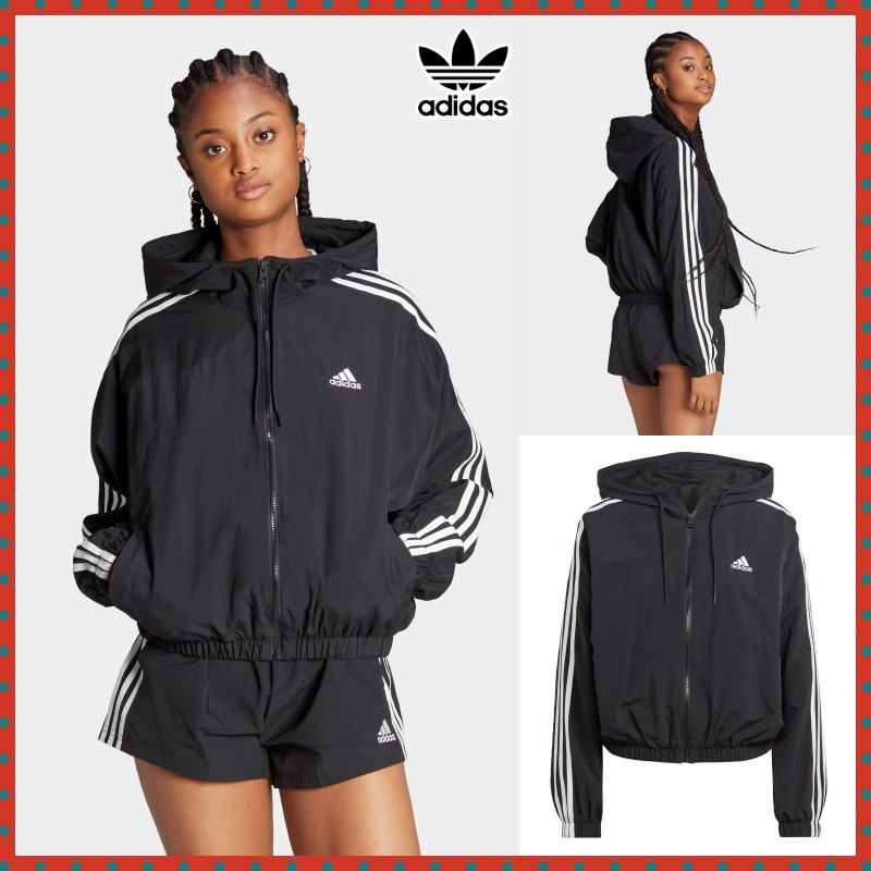ジャケット adidas Essential 3S Woven Windbreaker Black