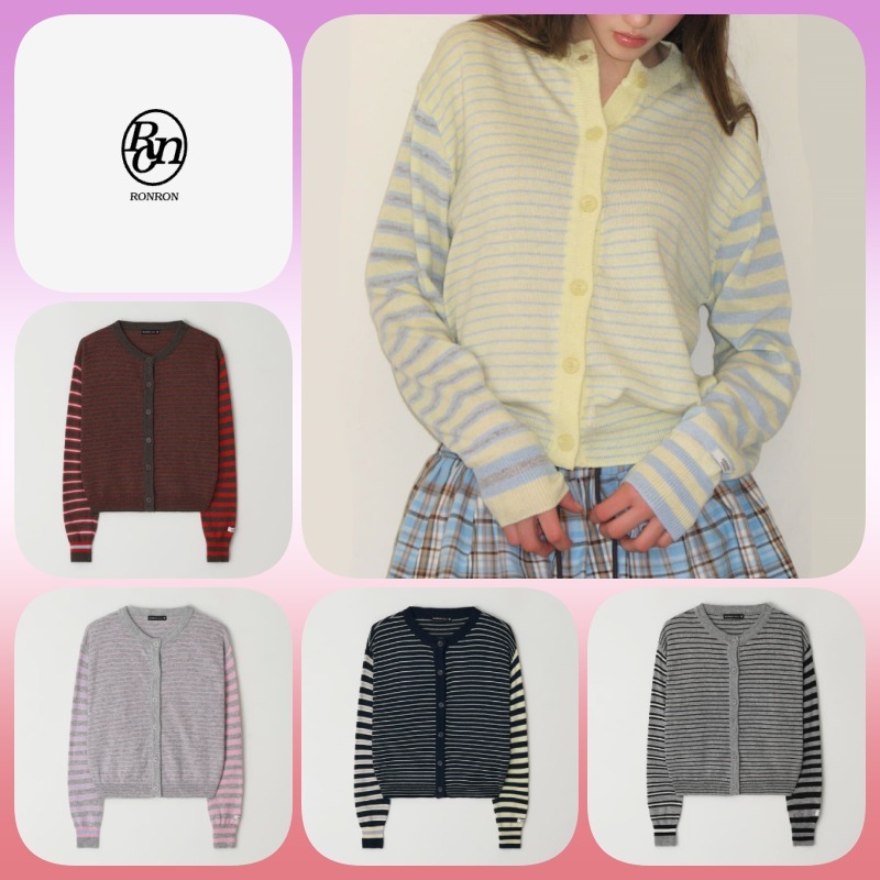 ◆RONRON TRIPLE STRIPE HARMONY KNIT CARDIGAN/5色◆