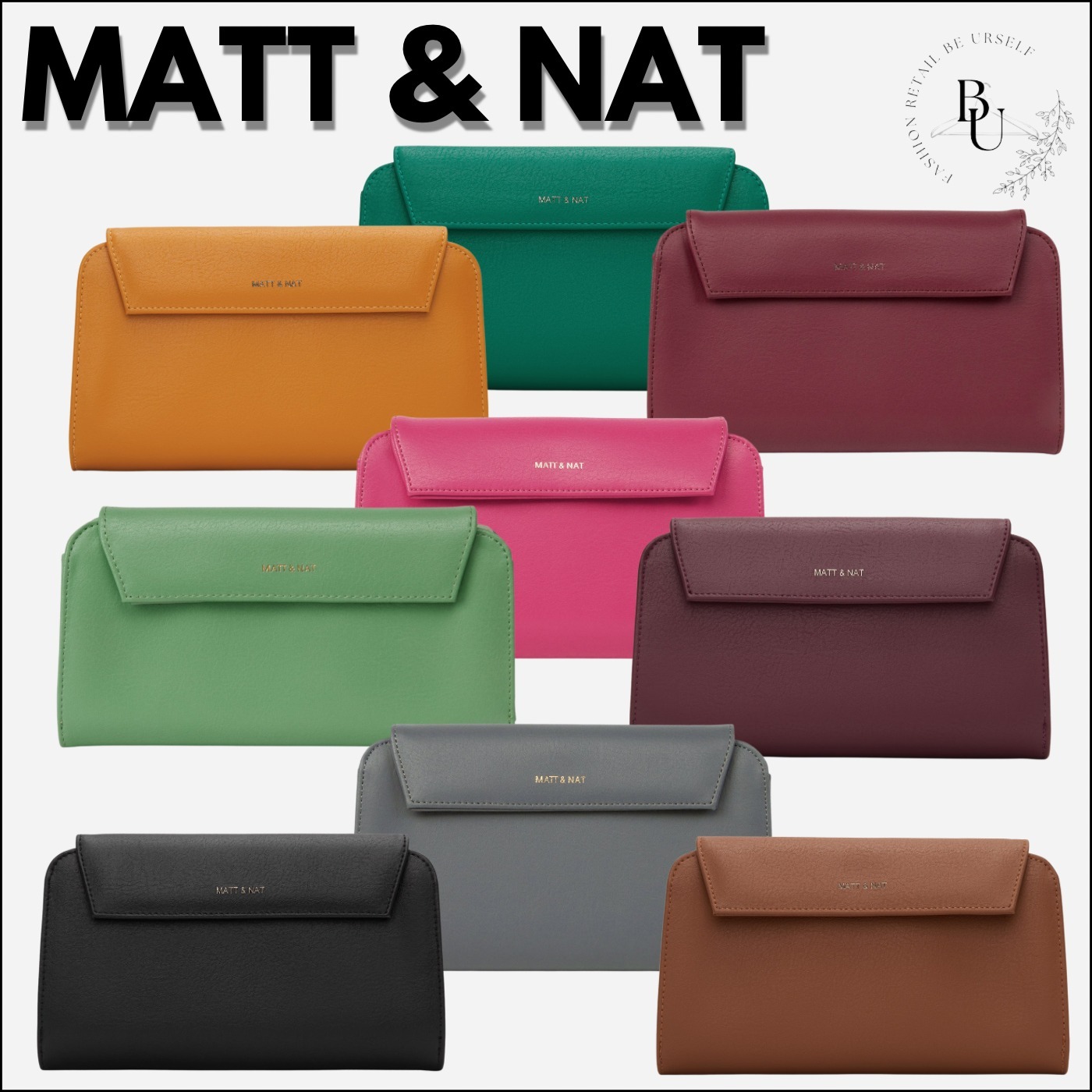 ビーガンレザー【MATT&NAT】スマホ収納可能 長財布 BAY