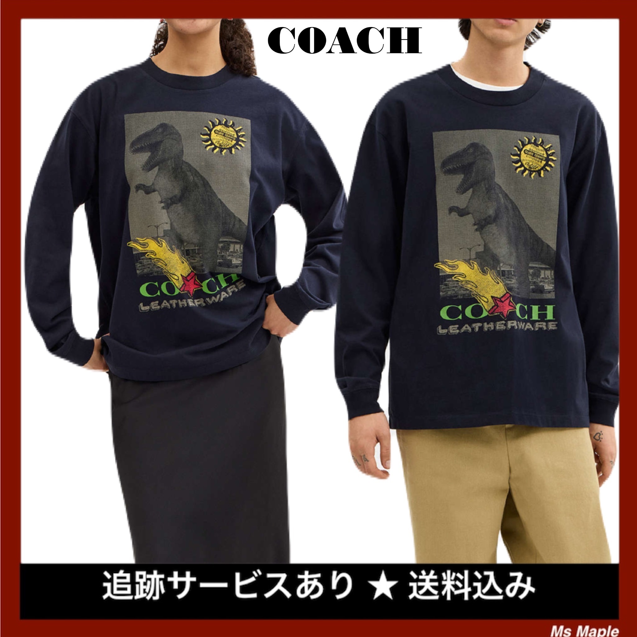 オーガニック コットン☆ユニセックス【COACH】長袖 Tシャツ