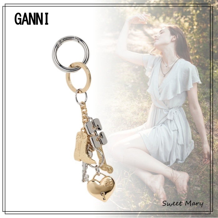 GANNI☆Bou ロゴ ハート チャーム キーリング♪送料込