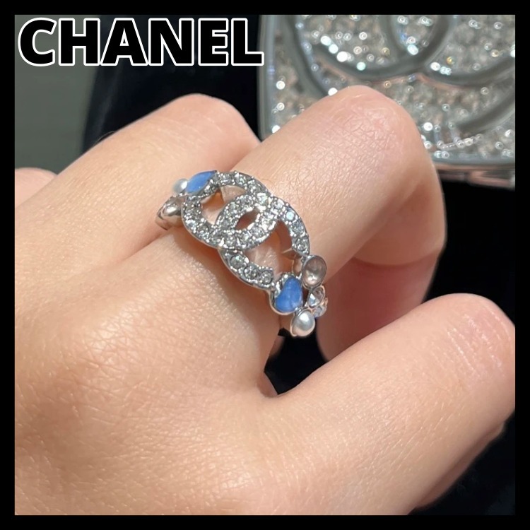 《ブルーストーンが輝く♪》CHANEL リング 指輪 CCロゴ