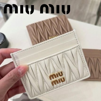 MIU MIU 名刺入れ カードケース ホワイト/グレー レザー（グレー