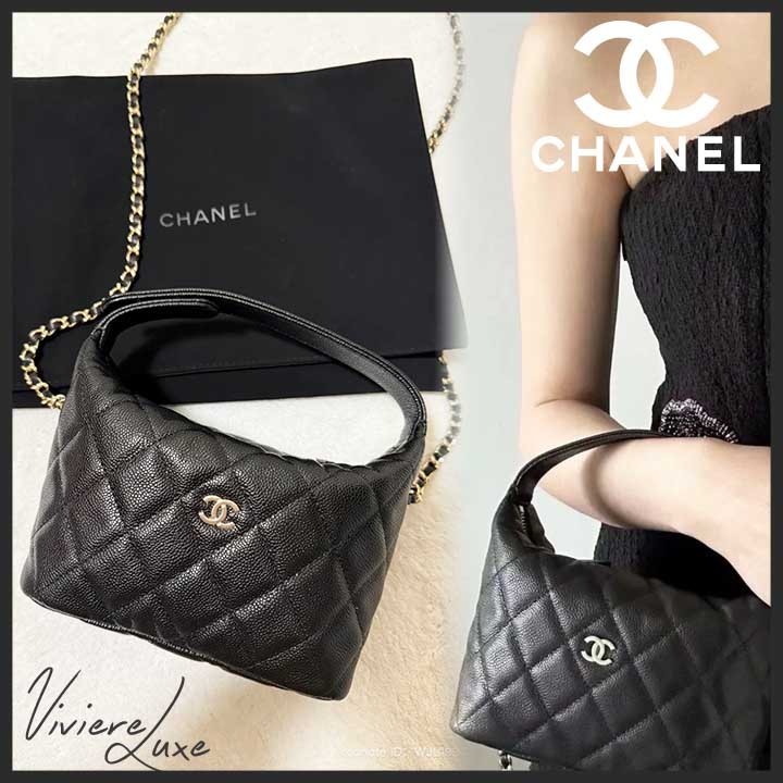 *シックなブラック*【CHANEL】2WAY ホーボーバッグ エレガント