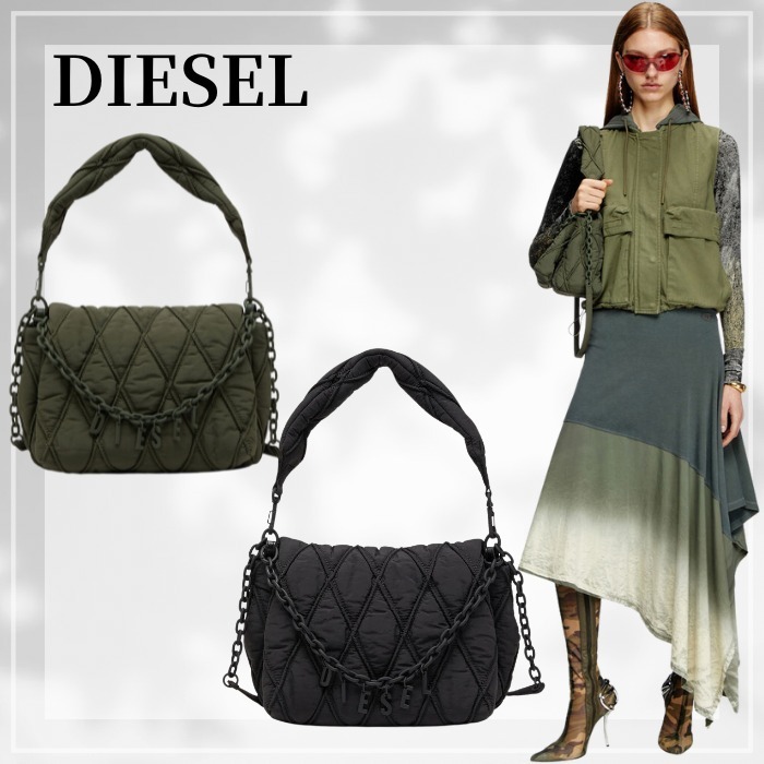 DIESEL charm-d shoulder m キルティング ショルダーバッグ