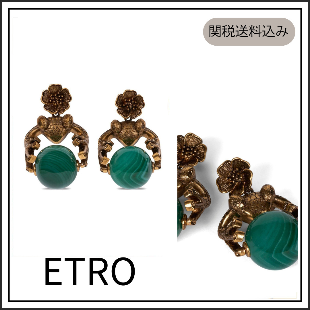 送料関税込み ETRO フロッグチャーム ピアス