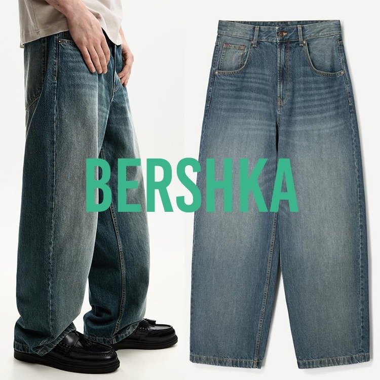 【BERSHKA】日本未入荷★スーパーバギージーンズ／Green