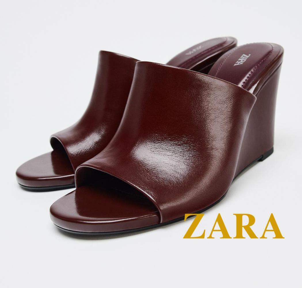 ☆ドイツ発*ZARA*新作*本革ウェッジサンダル/BURGUNDY☆