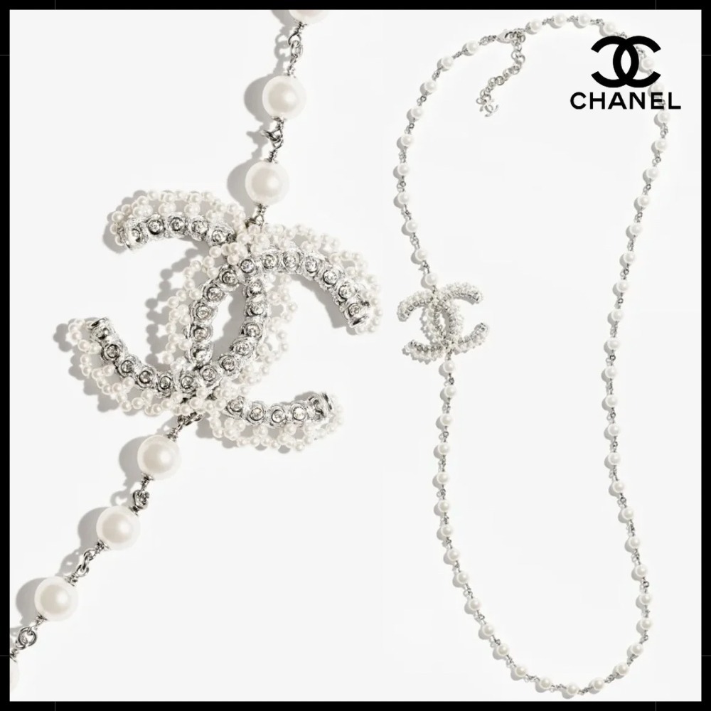 【パールのCCロゴが可愛い♪】CHANEL ロングネックレス 25P