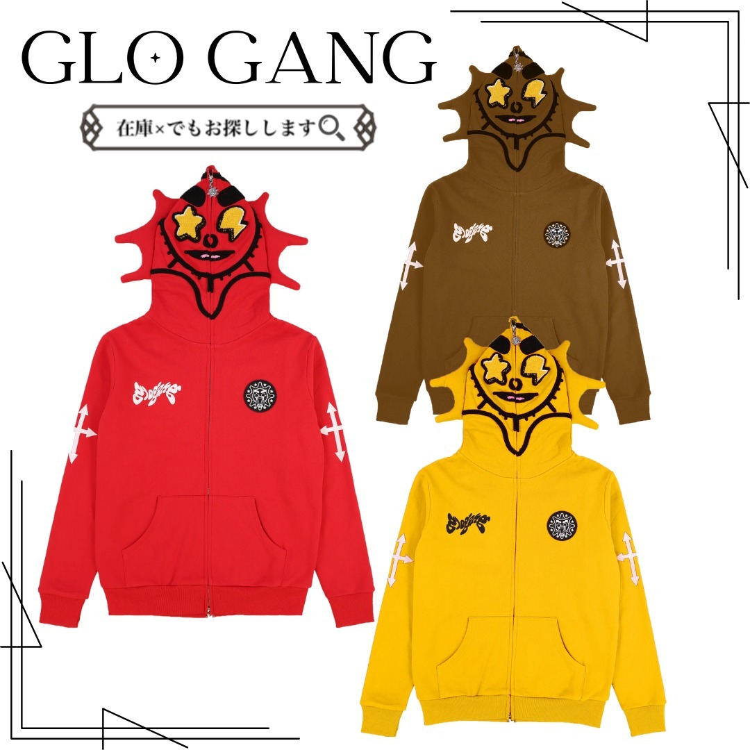 人気 ロゴ GLOGANG Glo Man フーディ フルジップ チャック