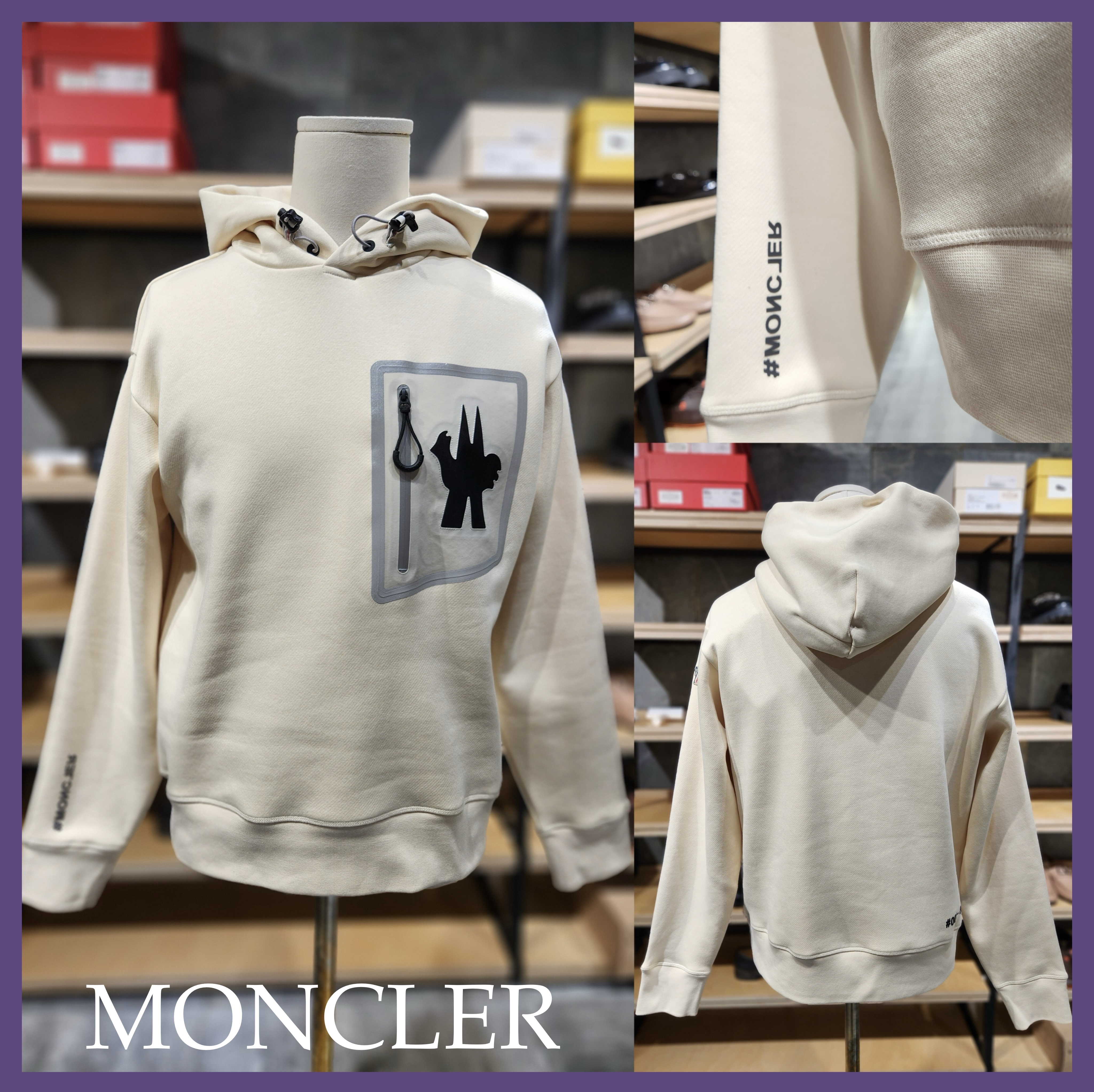 【関税込み】MONCLER ロゴ プリント フーディ ポケットパーカー