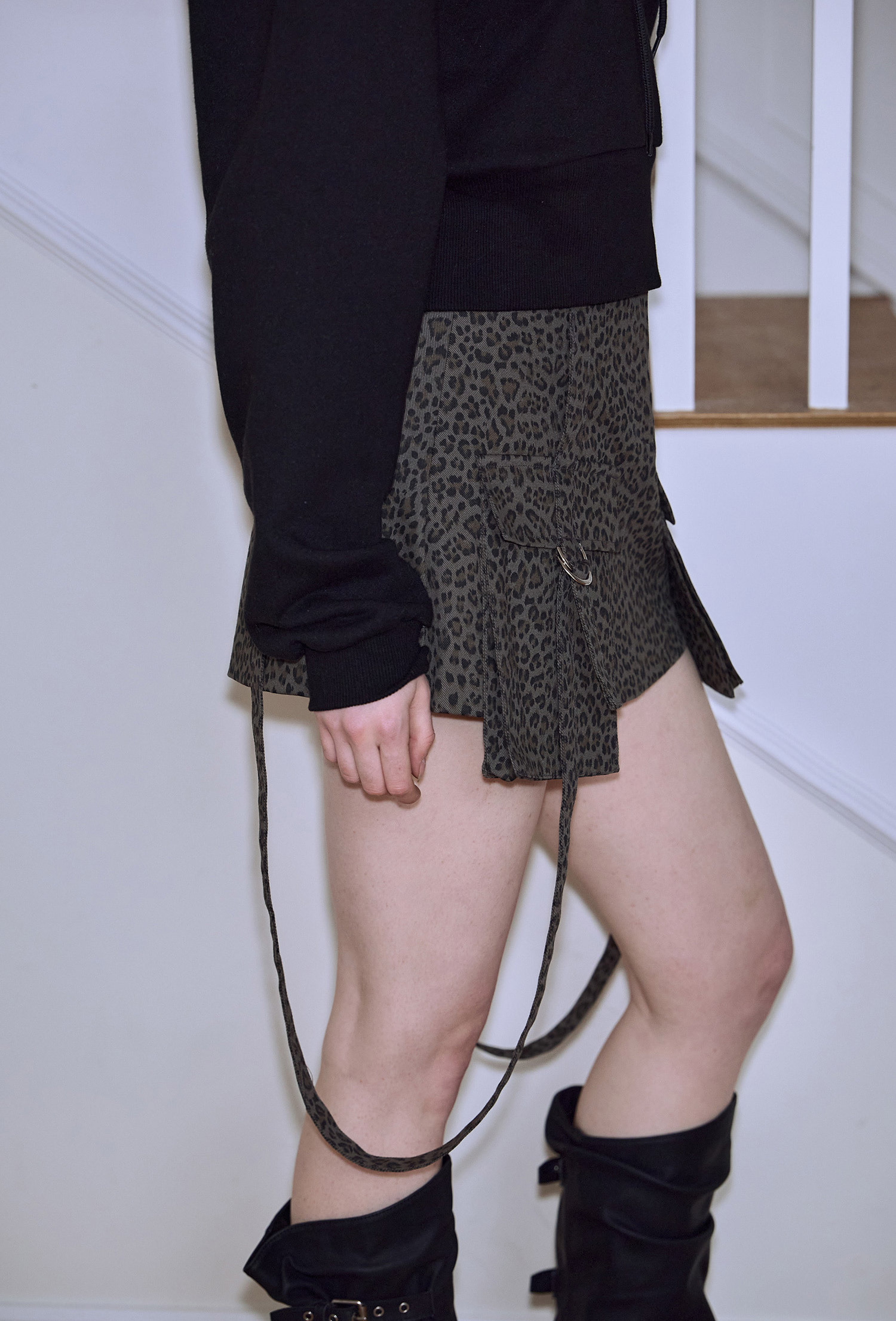 ★Rose Frantz★ Out Pocket Leopard Mini Skirt (2色) ☆Rose Frantz☆ Out Pocket Leopard Mini Skirt (2色) (Rose