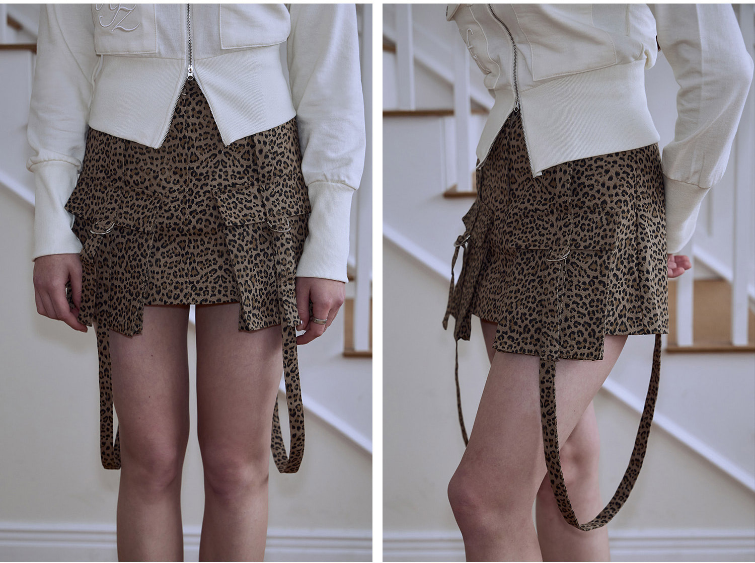 ★Rose Frantz★ Out Pocket Leopard Mini Skirt (2色) ☆Rose Frantz☆ Out Pocket Leopard Mini Skirt (2色) (Rose