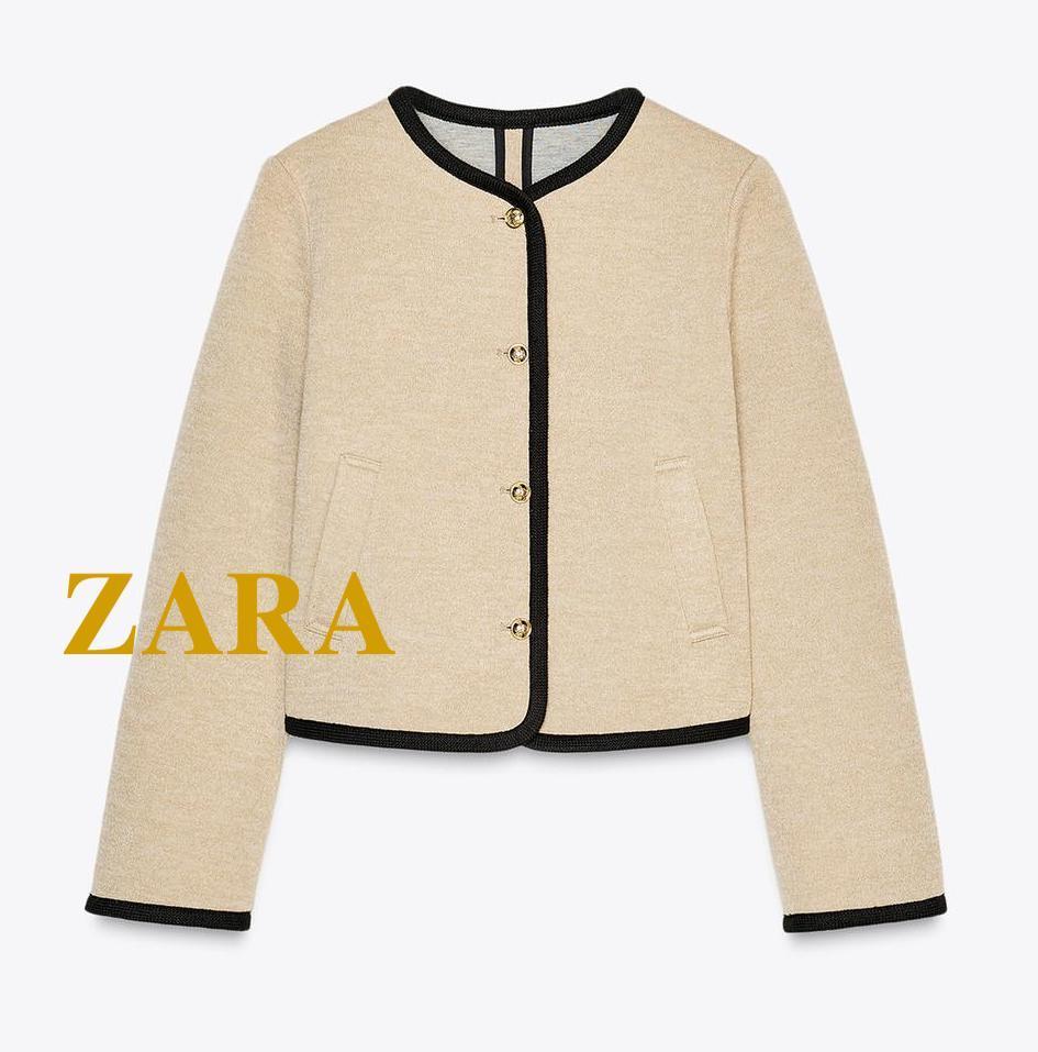 ☆ドイツ発*ZARA*新作*GOLDボタントリムジャケット/BEIGE☆