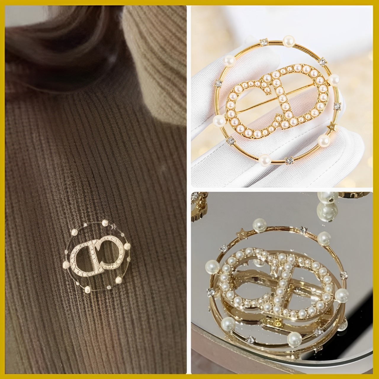 ◆華やかなパールロゴ◆Dior Clair D Lune ブローチ