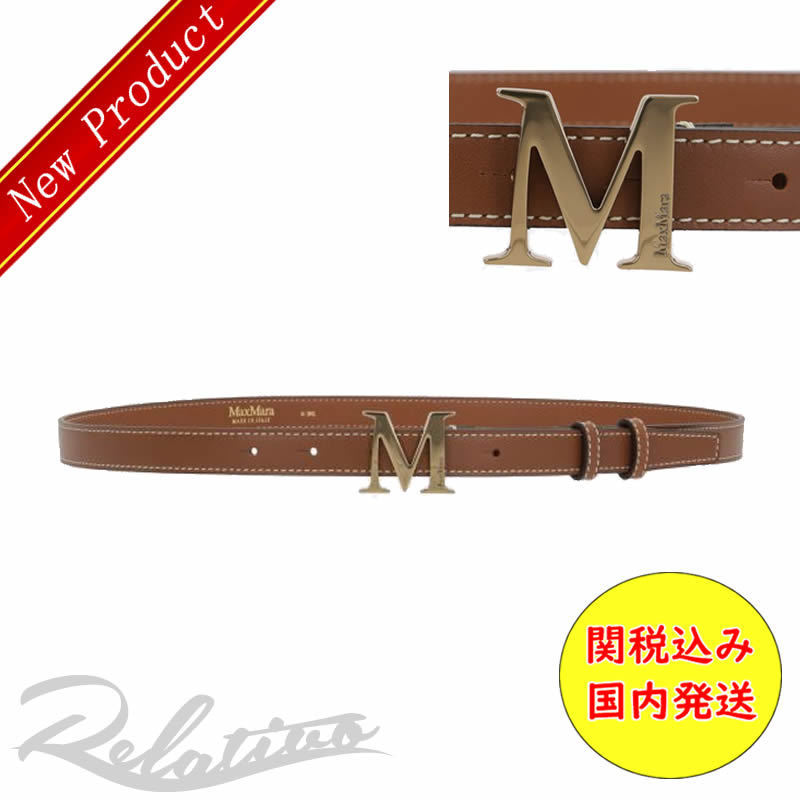 ★国内発送★【MAX MARA】M buckle スムースレザー ベルト