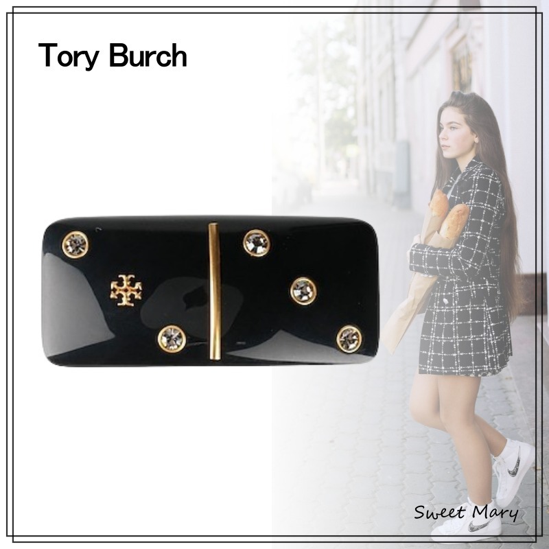 Tory Burch☆ロゴ クリスタル ビジュー バレッタ♪【送料込】