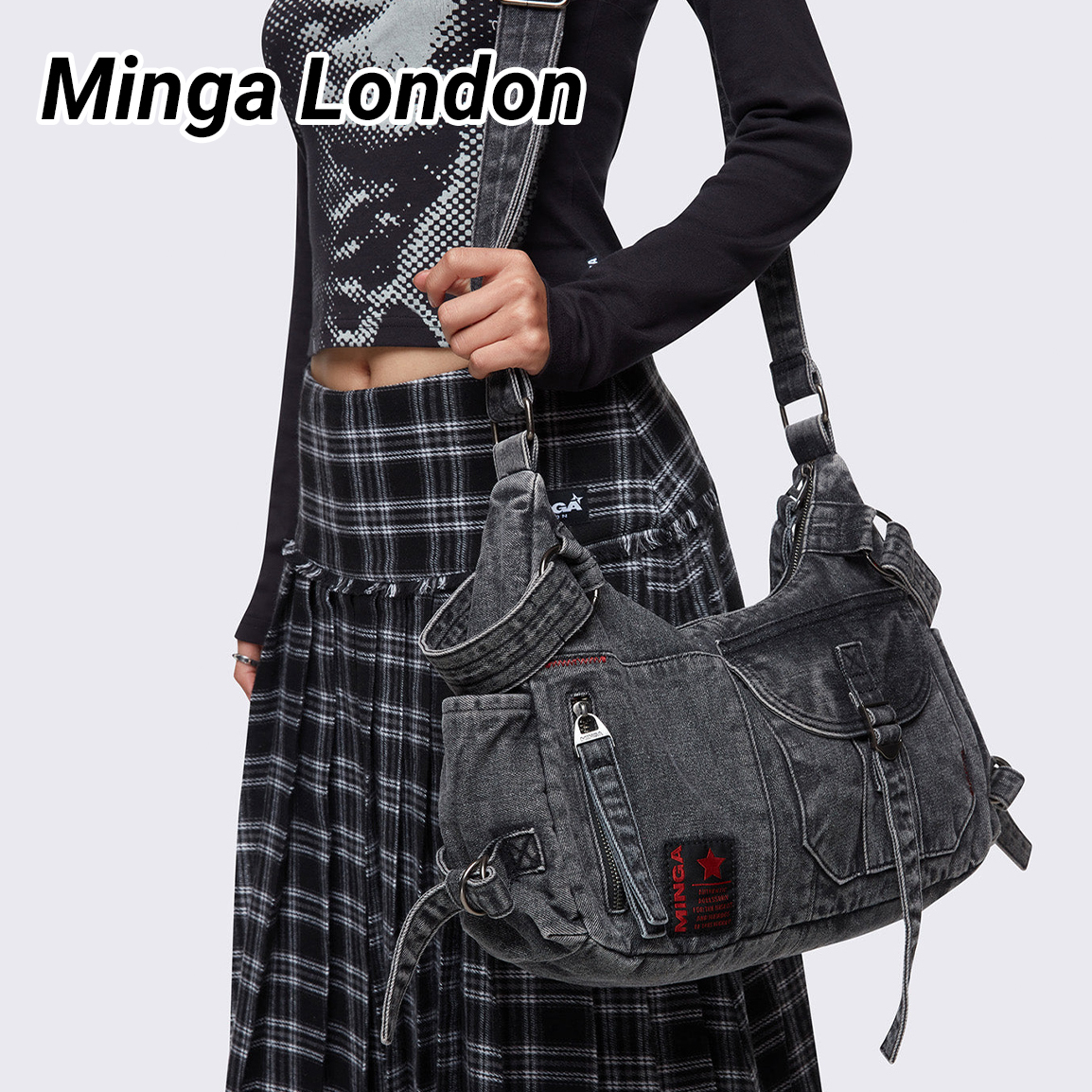 ◆Minga London◆Ayla Denim Crossbody バッグ 送料込