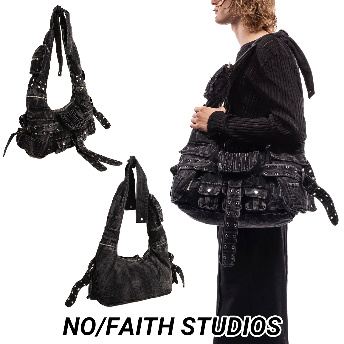 ◆NO/FAITH STUDIOS◆MULTIPOCKET デニム バッグ 送料込