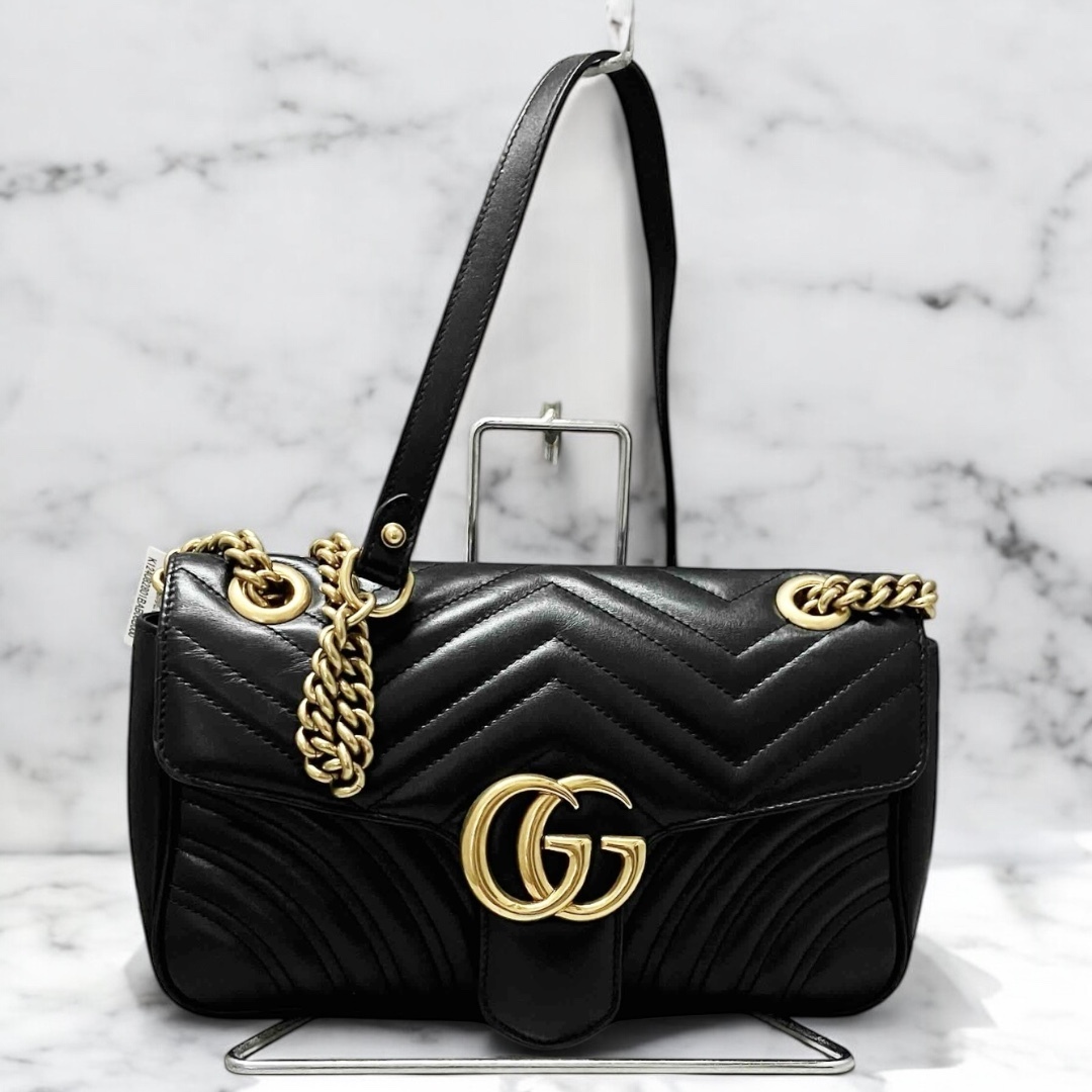 【VINTAGE】GUCCI GGマーモント チェーンショルダーバッグ