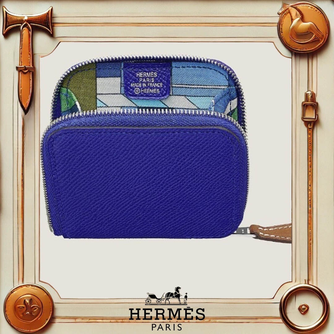 【日本未入荷カラー！】HERMES シルクインウォレット ブルー