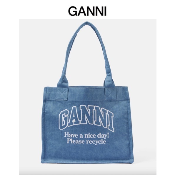 関税,送料無料 GANNI デニムトートバッグ