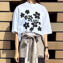 MARNI  コットン フラワープリント  ロゴ Tシャツ  クロップド丈