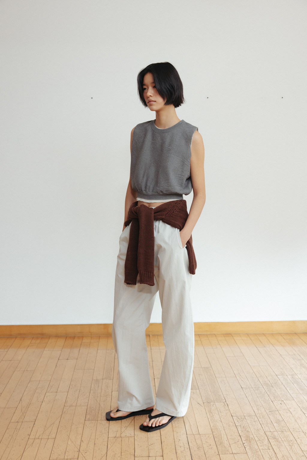 [MONOHA] / ☆ 25SS Cotton curve banding pants / 2 colors