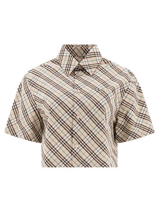 D872 Burberryバーバリー シャツ ブラウス 7号 総柄ベルトホース