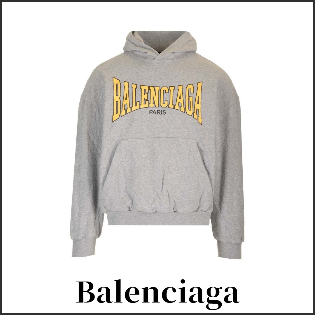 関税込【BALENCIAGA】プリント フーディ グレー ロゴ