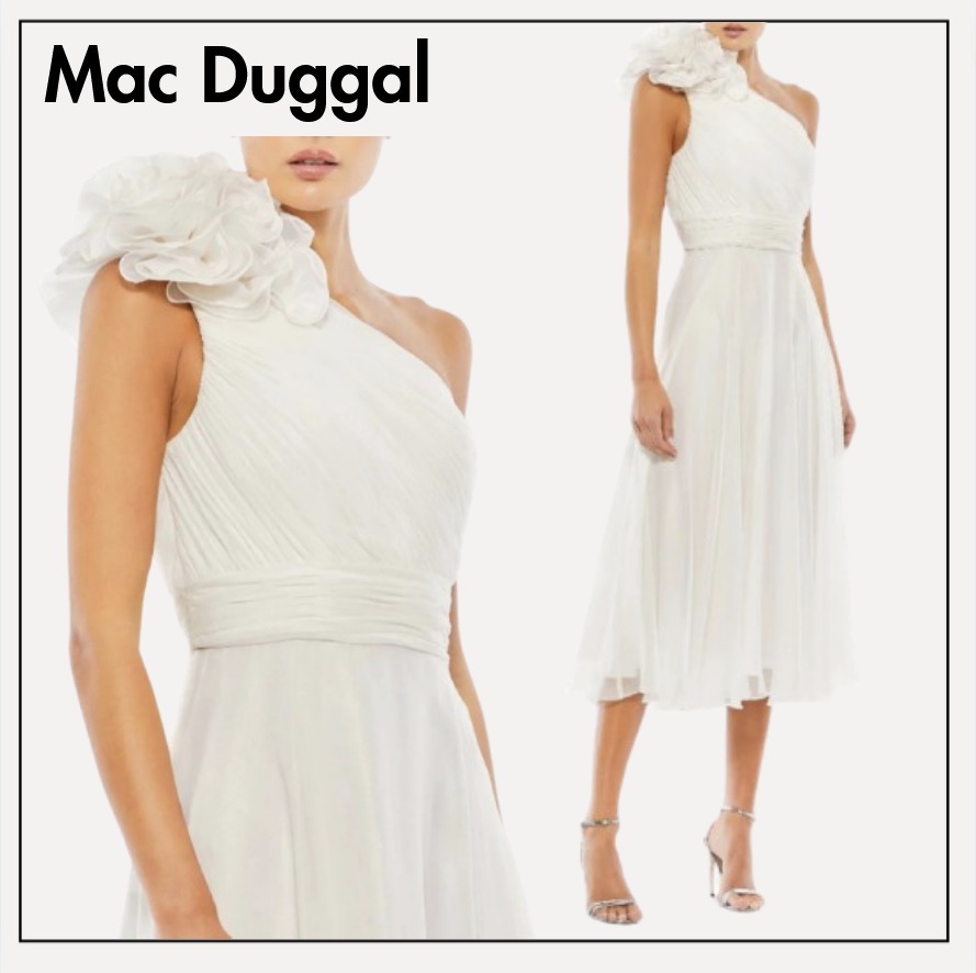 Mac Duggal◆ワンショルダー ホワイトドレス ワンピース