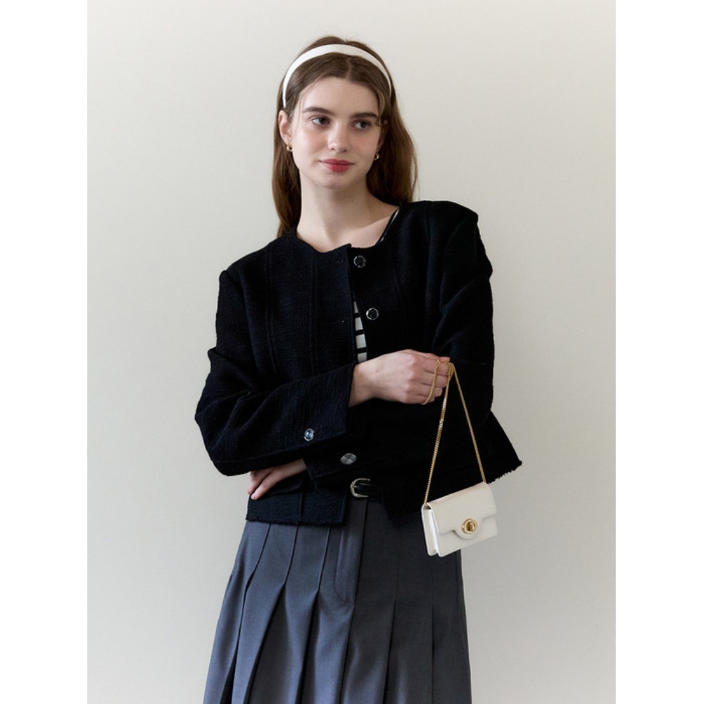 ★OSTKAKA★ Tweed Crop Jacket_3colors