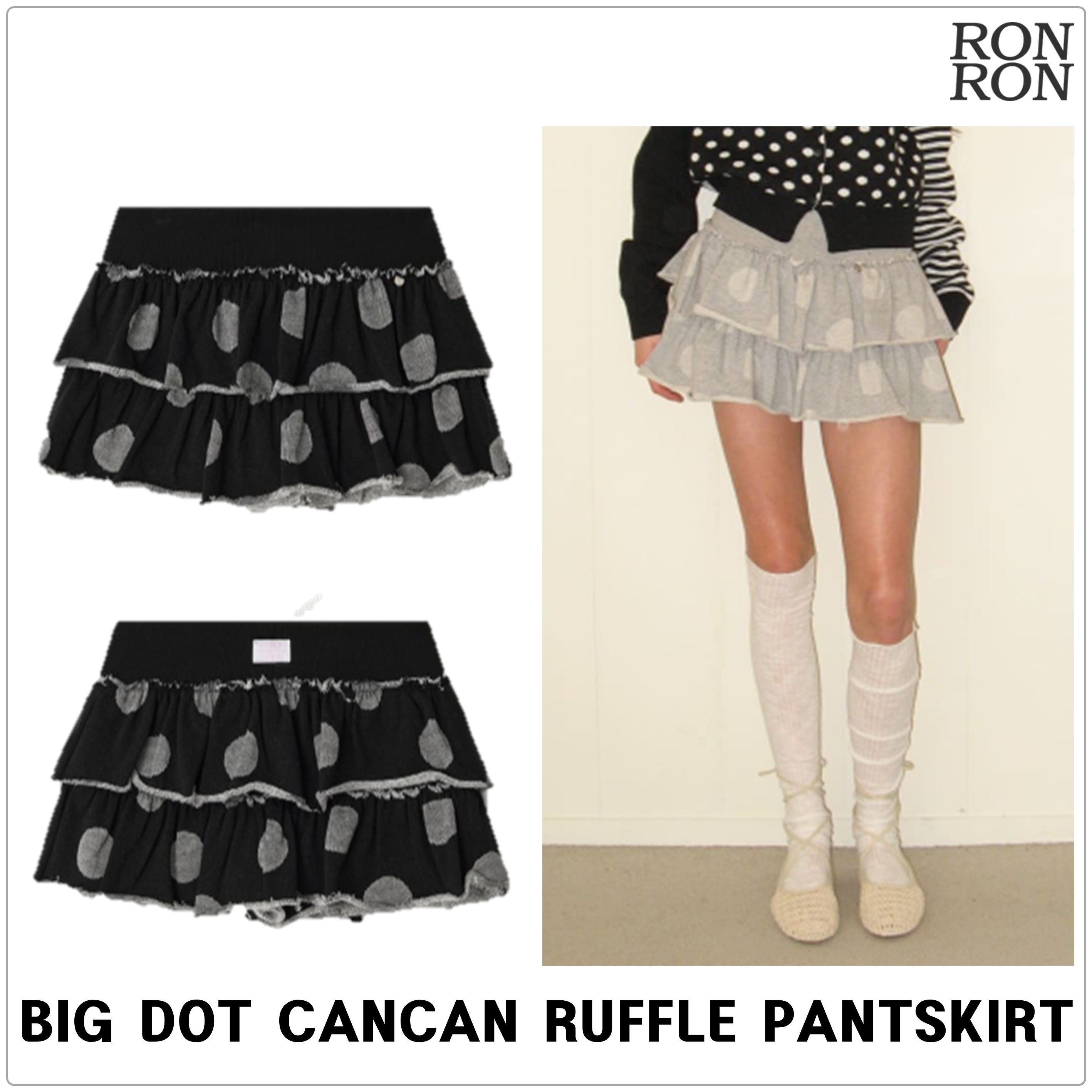 [RONRON] BIG DOT CANCAN RUFFLE PANTSKIRT★新作・25SS★韓国★