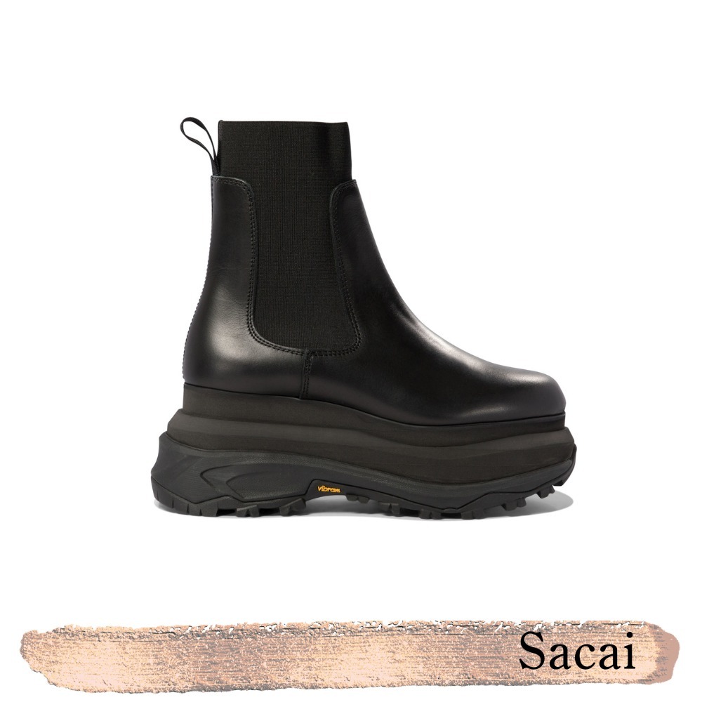 Sacai☆関税込☆チェルシー ブラック レザー アンクルブーツ