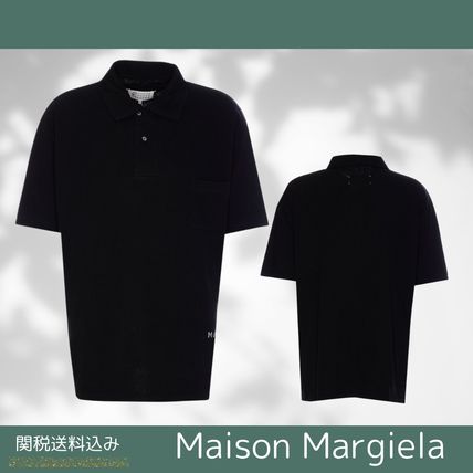 関税送料込★Maison Margiela ロゴプリント ポロシャツ 関税負担なし☆Maison MargielaメゾンマルジェラMロゴポロシャツ