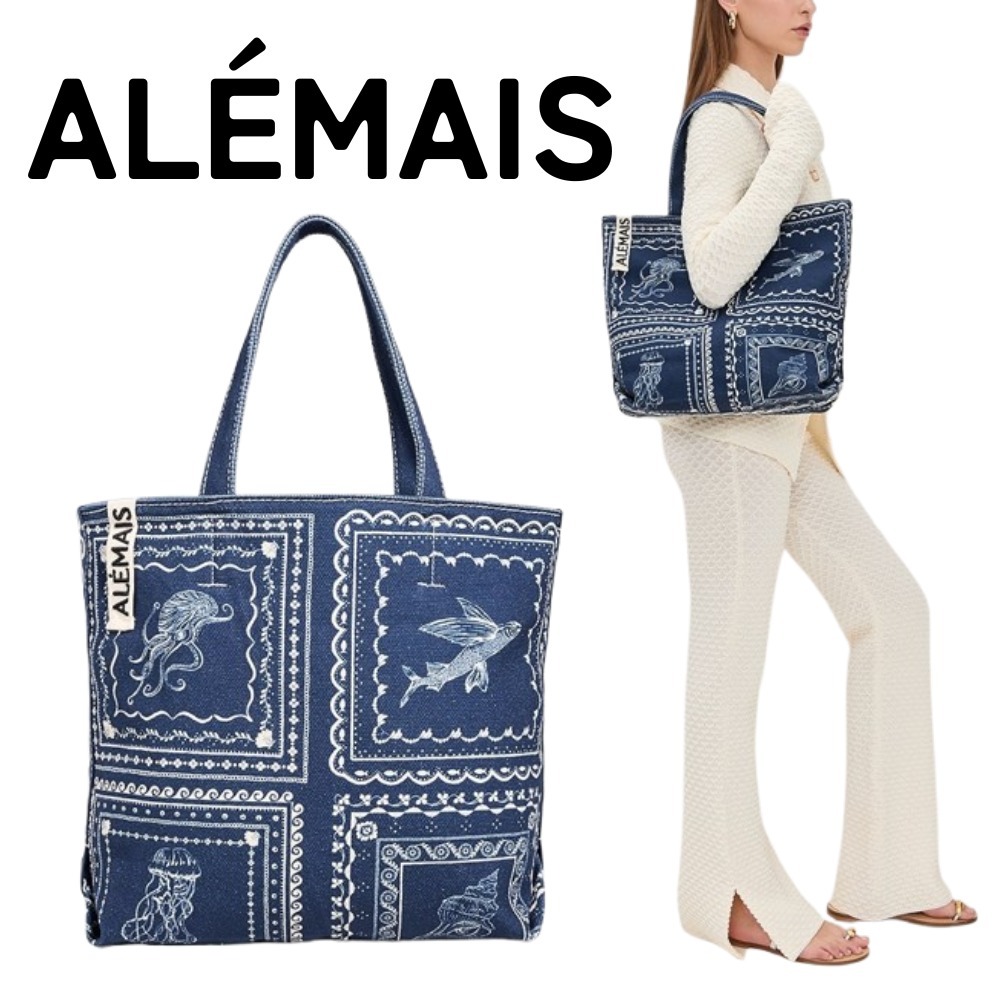 【ALEMAIS】Stripe Polo Canvas Medium Tote